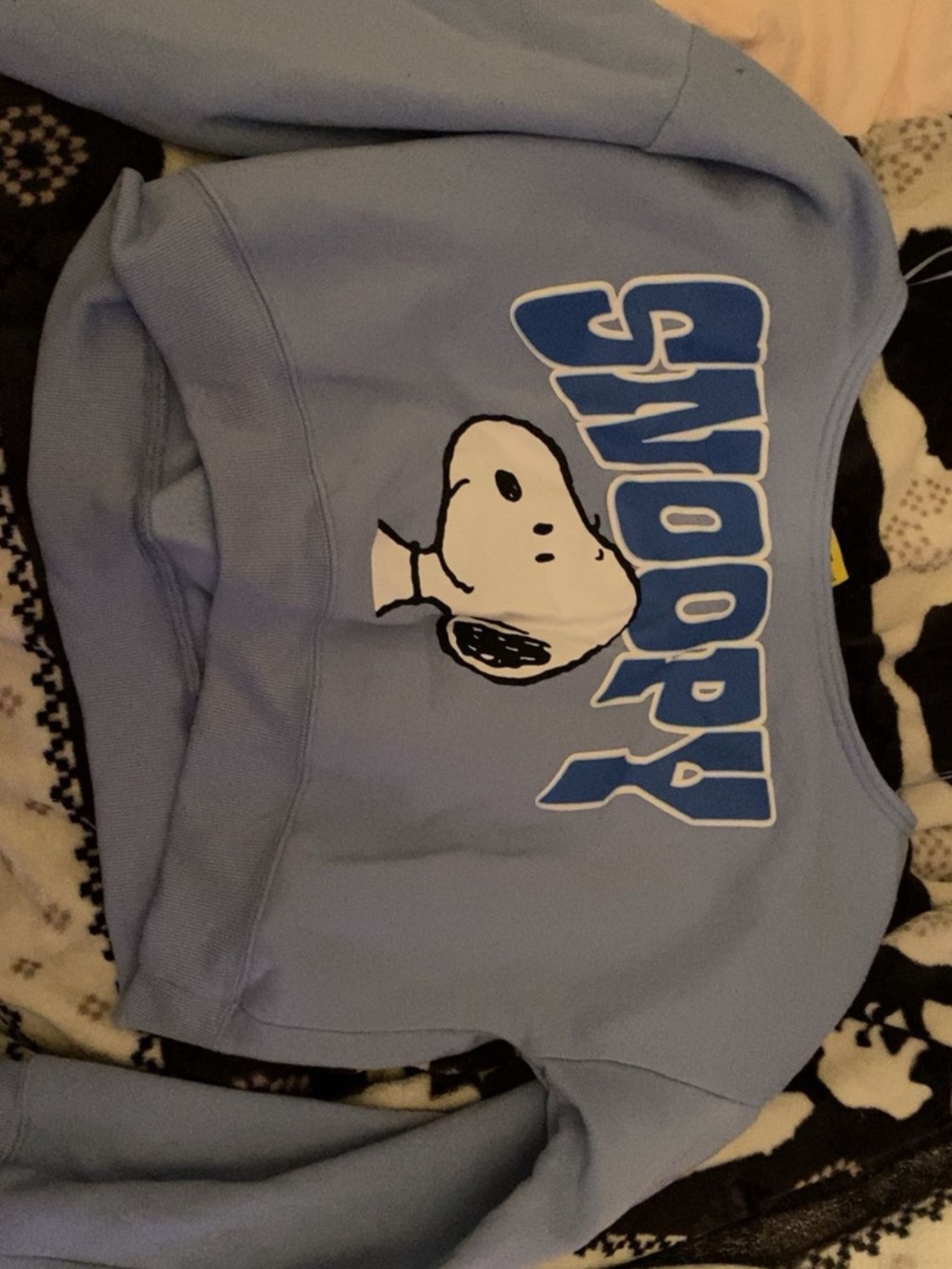 cropped snoopy sweater